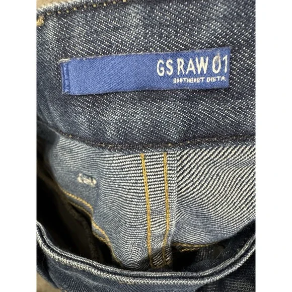 G Star Raw Jeans Mens 33x30 Blue Attacc Slim Straight Whiskering Faded $190